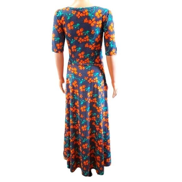 LuLaRoe Macy Polka & Floral Maxi Dress SMALL - Picture 3 of 15